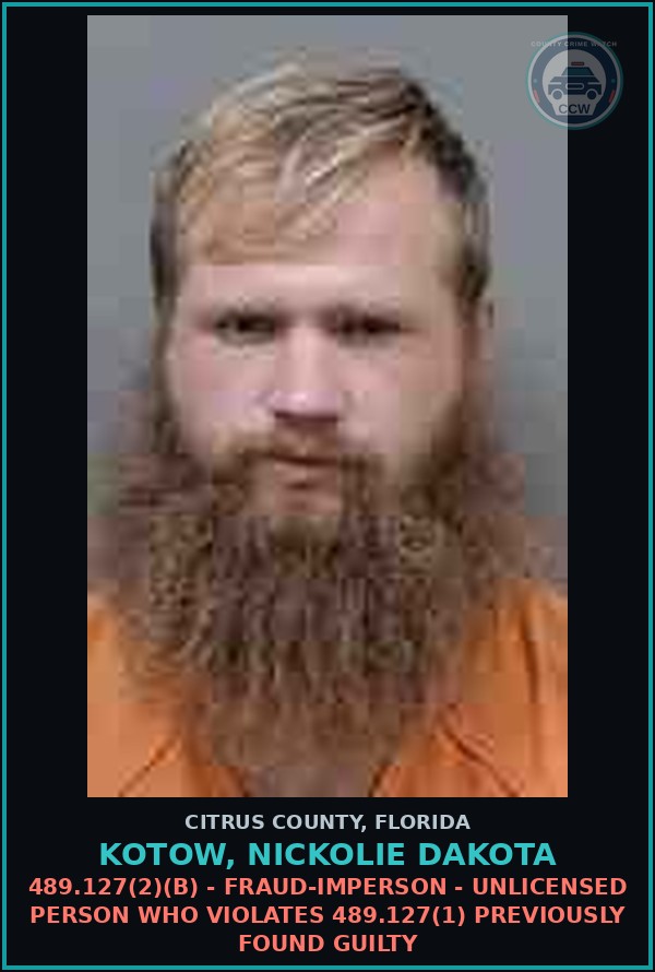 Booking mugshot of KOTOW, NICKOLIE DAKOTA in Citrus County