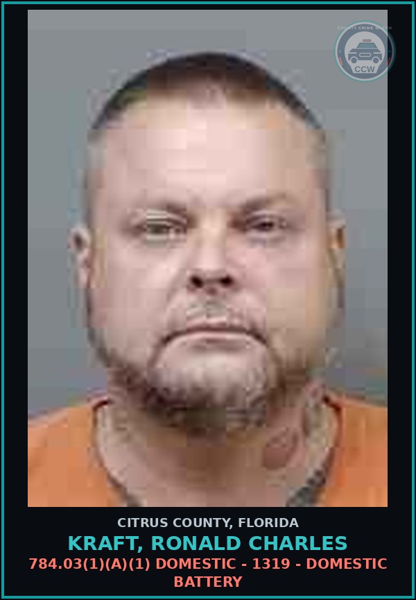 Booking mugshot of KRAFT, RONALD CHARLES in Citrus County