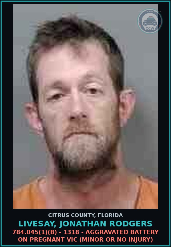 Booking mugshot of Livesay, Jonathan Rodgers in Citrus County