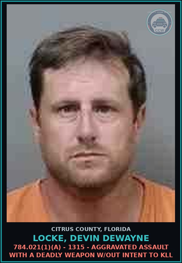 Booking mugshot of LOCKE, DEVIN DEWAYNE in Citrus County