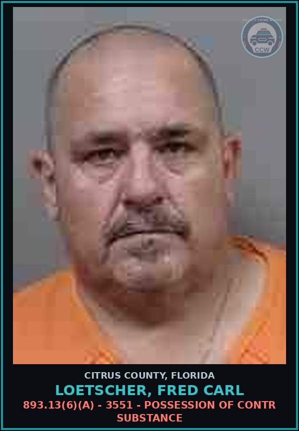 Booking mugshot of LOETSCHER, FRED CARL in Citrus County
