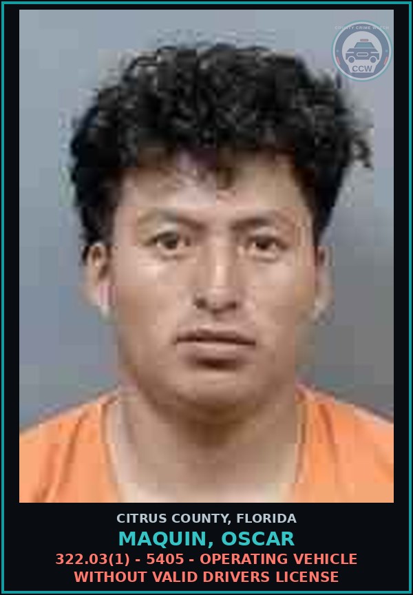 Booking mugshot of MAQUIN, OSCAR in Citrus County