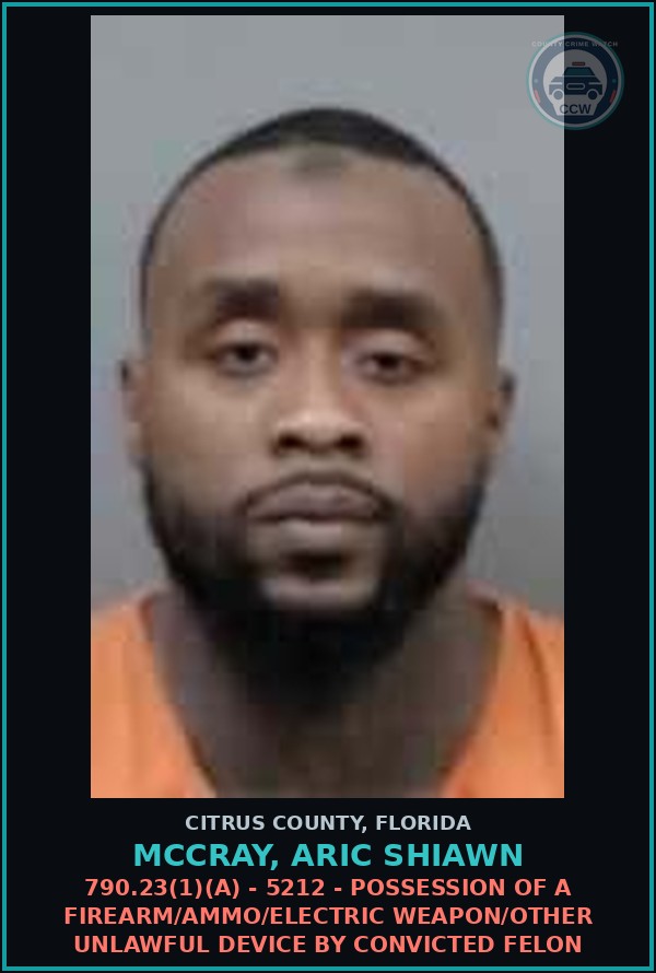 Booking mugshot of MCCRAY, ARIC SHIAWN in Citrus County