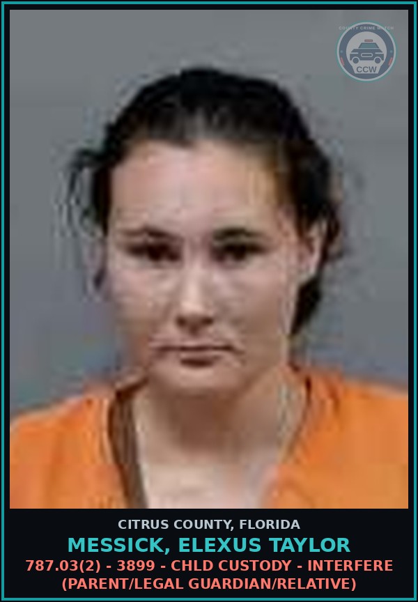 Booking mugshot of Messick, Elexus Taylor in Citrus County
