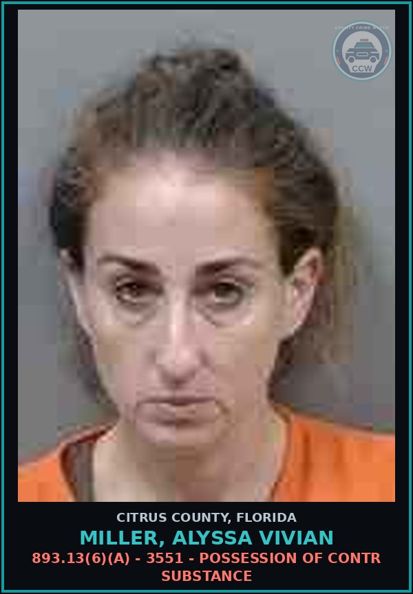 Booking mugshot of MILLER, ALYSSA VIVIAN in Citrus County