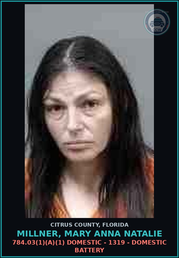 Booking mugshot of MILLNER, MARY ANNA NATALIE in Citrus County
