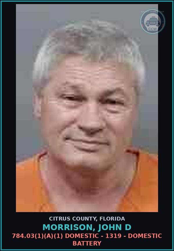 Booking mugshot of MORRISON, JOHN D in Citrus County