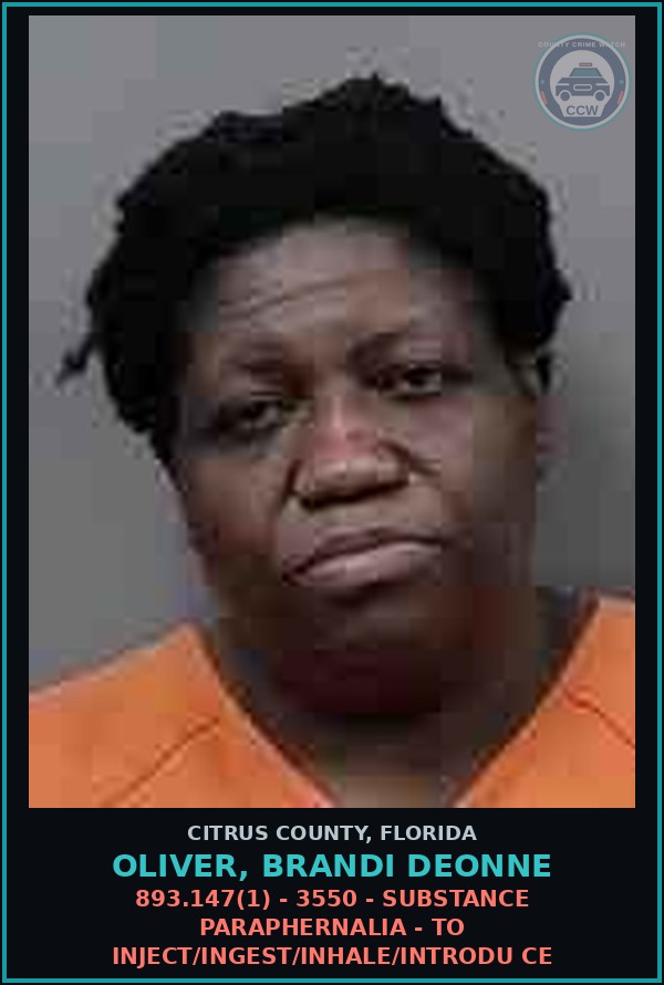 Booking mugshot of Oliver, Brandi Deonne in Citrus County
