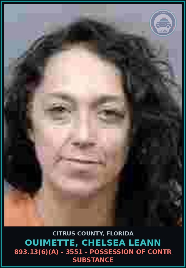 Booking mugshot of OUIMETTE, CHELSEA LEANN in Citrus County