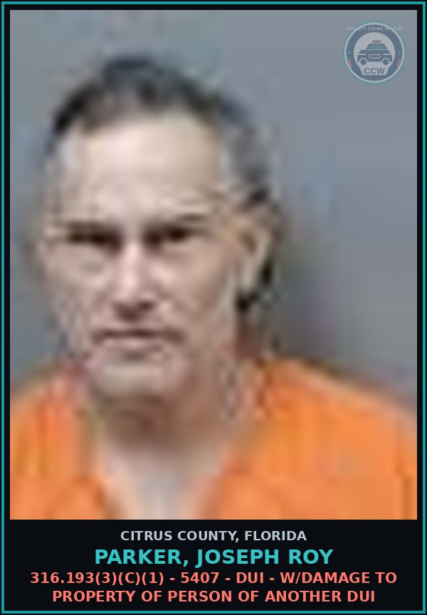 Booking mugshot of Parker, Joseph Roy in Citrus County
