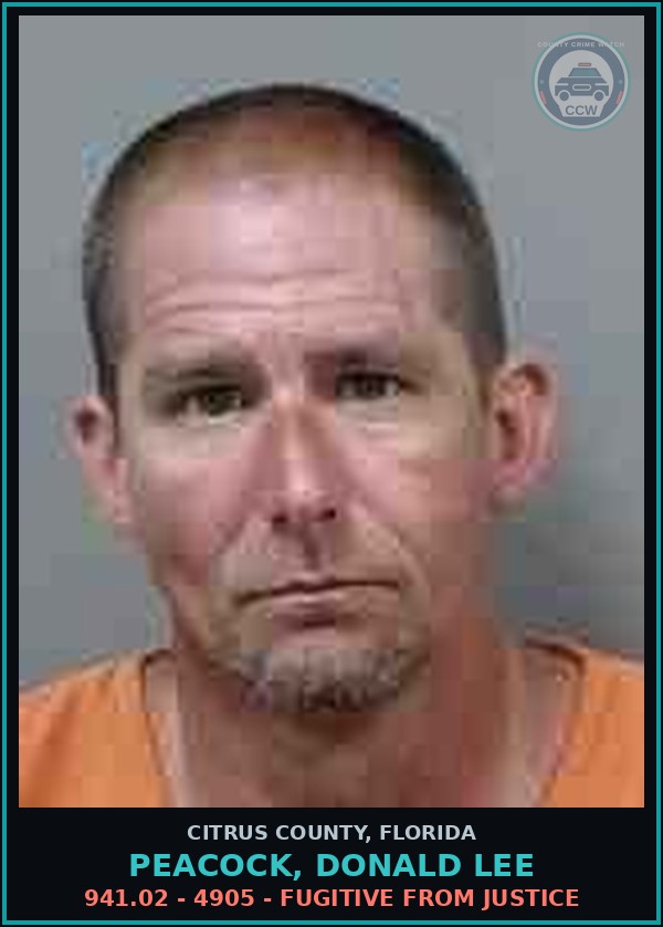 Booking mugshot of Peacock, Donald Lee in Citrus County
