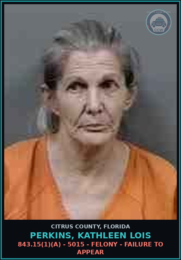 Booking mugshot of Perkins, Kathleen Lois in Citrus County