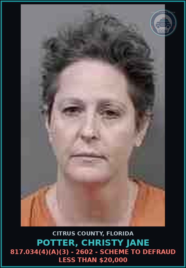 Booking mugshot of POTTER, CHRISTY JANE in Citrus County