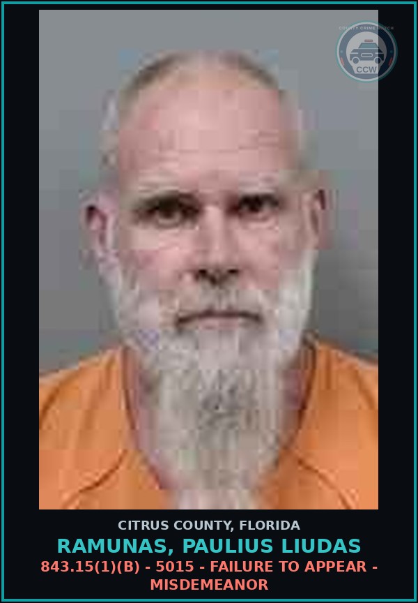 Booking mugshot of RAMUNAS, PAULIUS LIUDAS in Citrus County