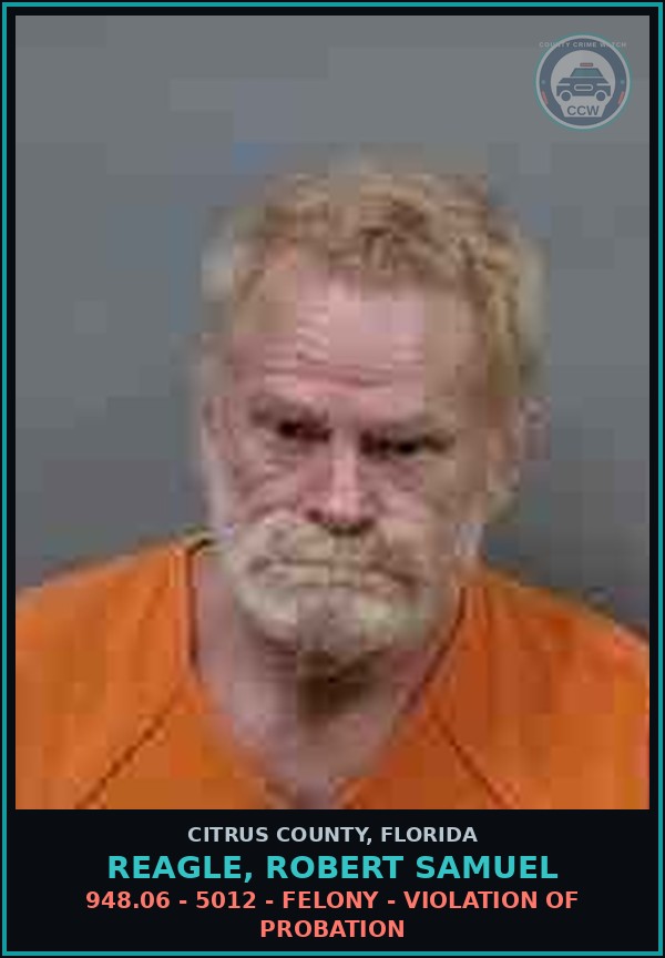 Booking mugshot of REAGLE, ROBERT SAMUEL in Citrus County
