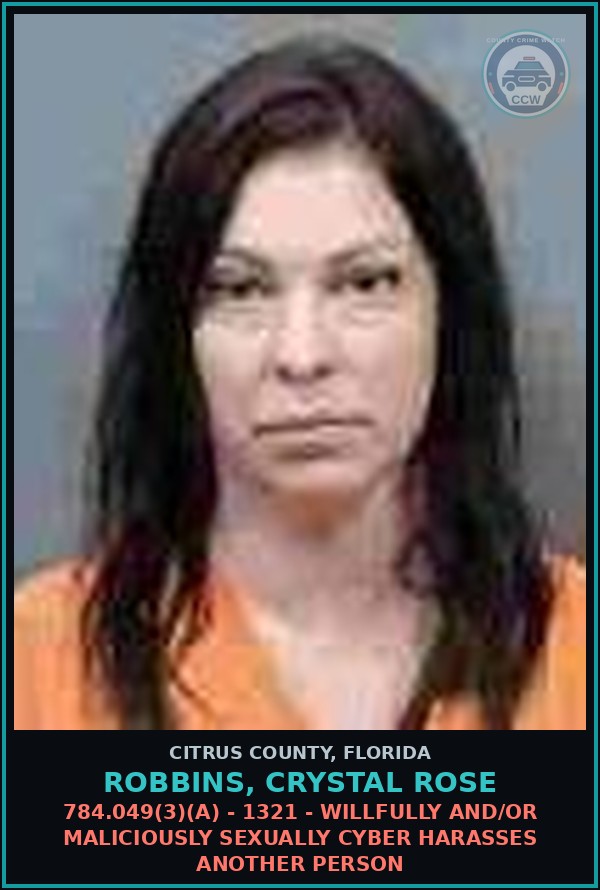 Booking mugshot of Robbins, Crystal Rose in Citrus County