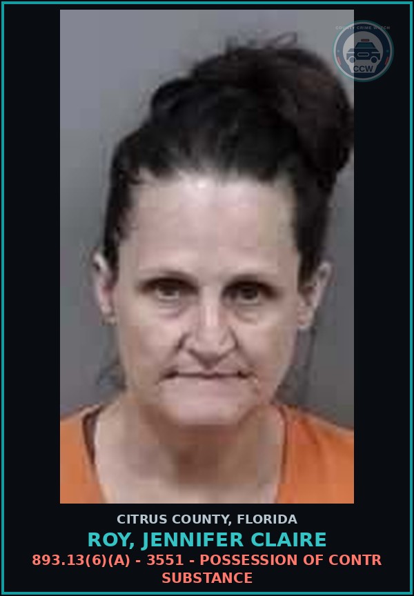 Booking mugshot of ROY, JENNIFER CLAIRE in Citrus County