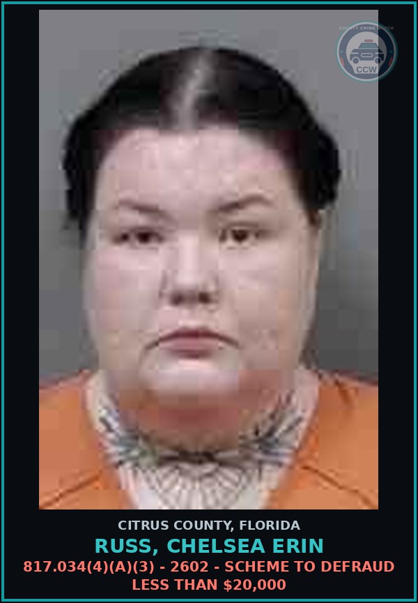 Booking mugshot of Russ, Chelsea Erin in Citrus County