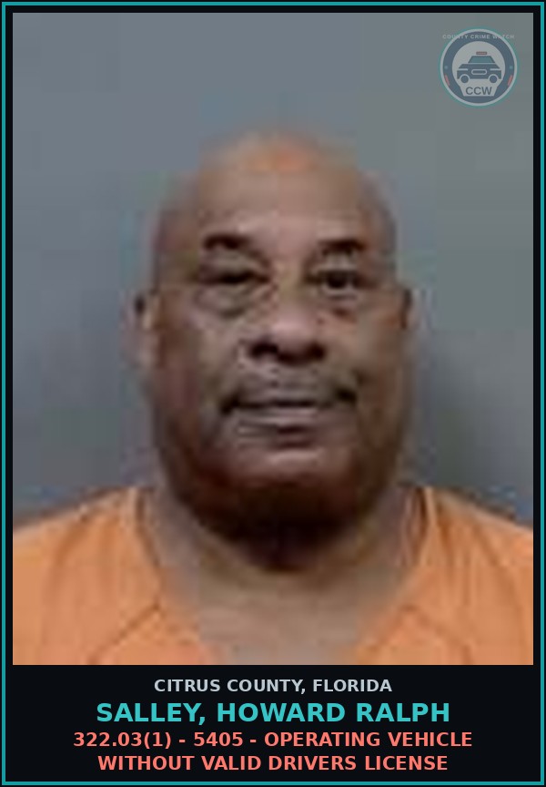 Booking mugshot of SALLEY, HOWARD RALPH in Citrus County