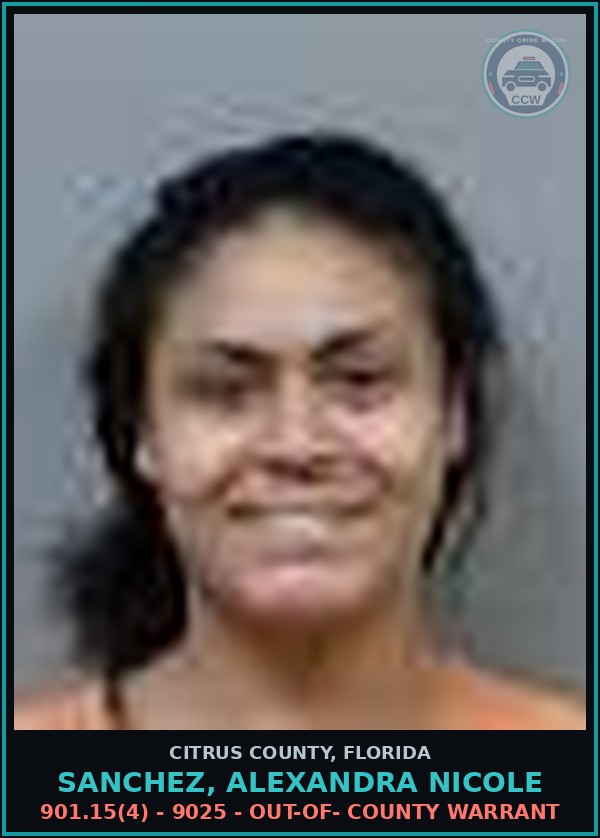 Booking mugshot of SANCHEZ, ALEXANDRA NICOLE in Citrus County