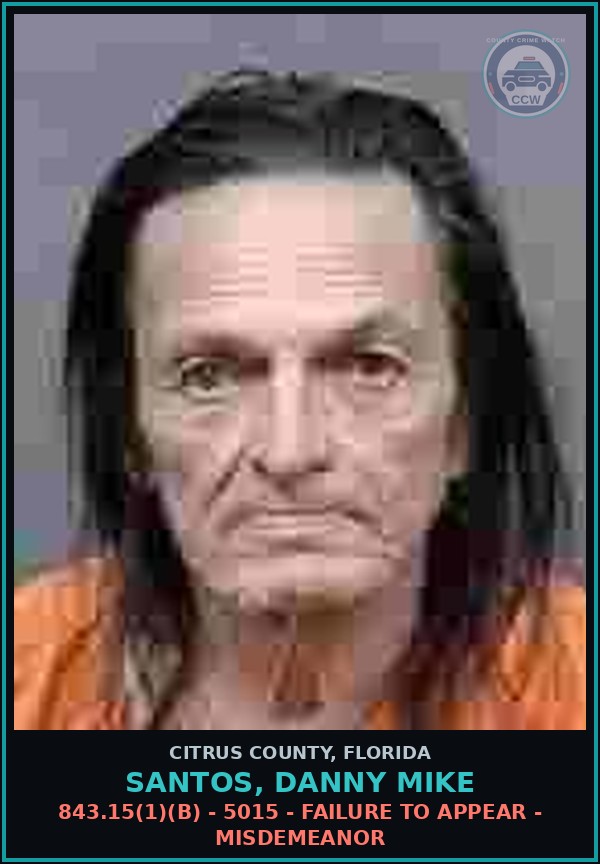 Booking mugshot of SANTOS, DANNY MIKE in Citrus County