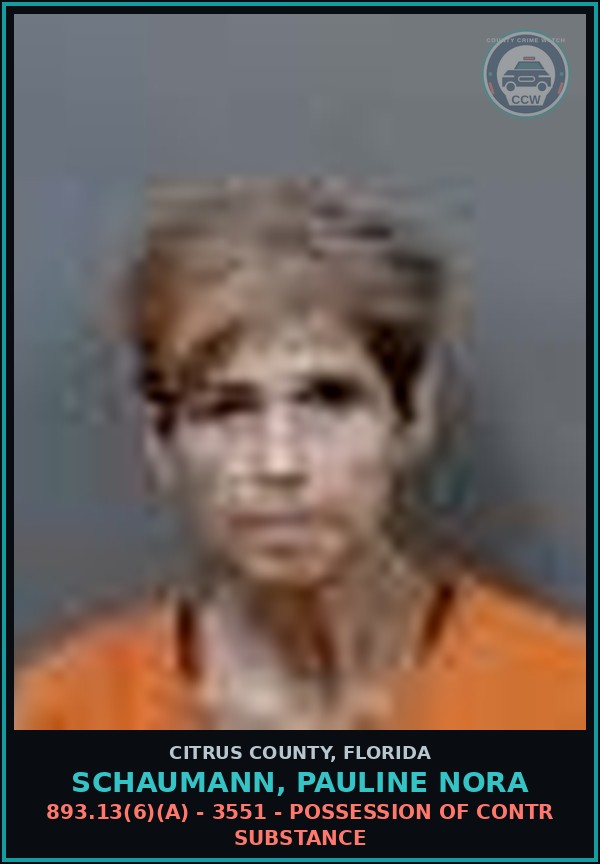 Booking mugshot of SCHAUMANN, PAULINE NORA in Citrus County