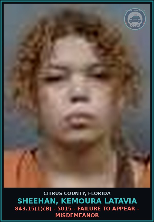 Booking mugshot of SHEEHAN, KEMOURA LATAVIA in Citrus County