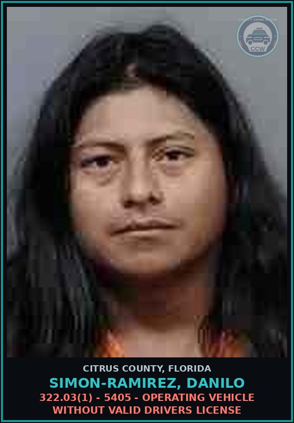 Booking mugshot of Simon-Ramirez, Danilo in Citrus County