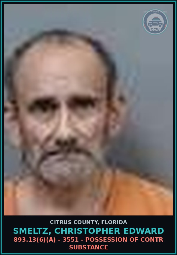Booking mugshot of SMELTZ, CHRISTOPHER EDWARD in Citrus County