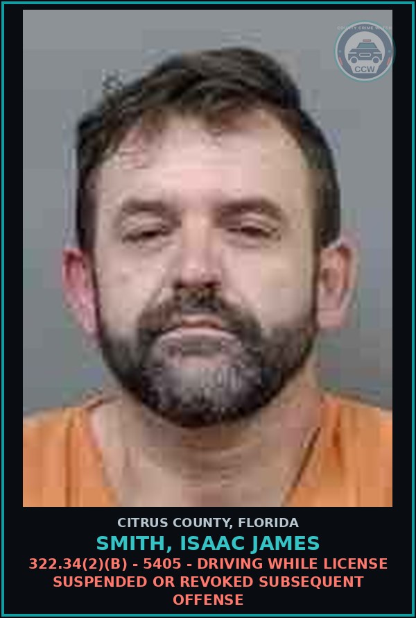 Booking mugshot of Smith, Isaac James in Citrus County