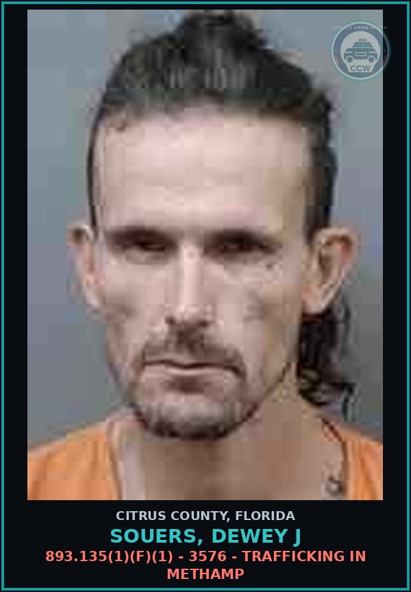 Booking mugshot of SOUERS, DEWEY J in Citrus County