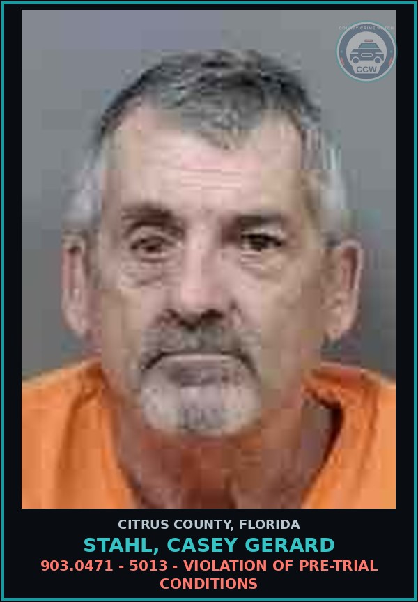 Booking mugshot of STAHL, CASEY GERARD in Citrus County