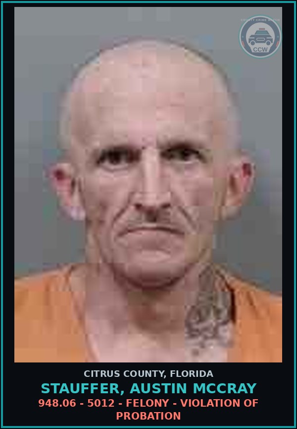Booking mugshot of STAUFFER, AUSTIN MCCRAY in Citrus County