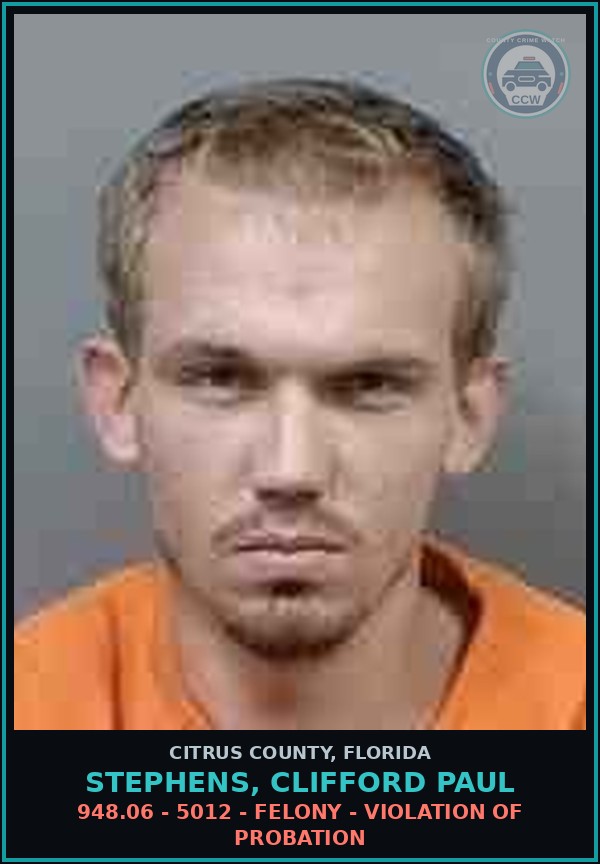 Booking mugshot of Stephens, Clifford PAUL in Citrus County