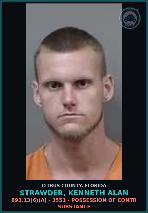 Booking mugshot of STRAWDER, KENNETH ALAN in Citrus County