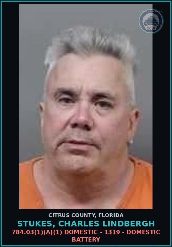 Booking mugshot of STUKES, CHARLES LINDBERGH in Citrus County