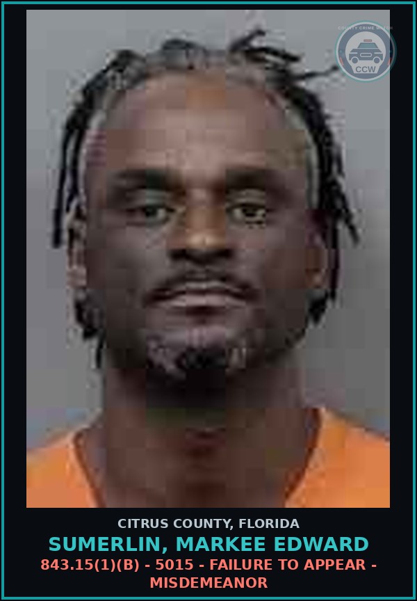 Booking mugshot of SUMERLIN, MARKEE EDWARD in Citrus County