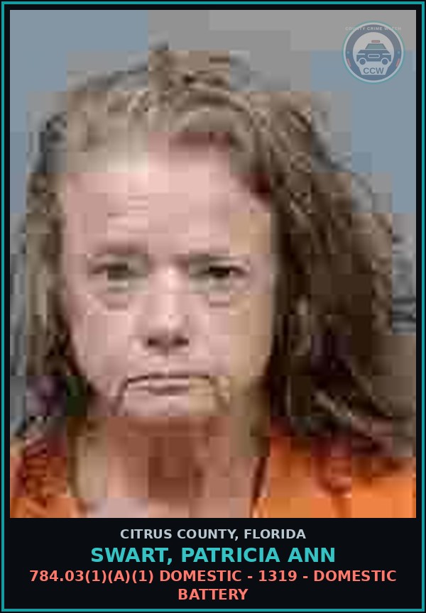 Booking mugshot of SWART, PATRICIA ANN in Citrus County
