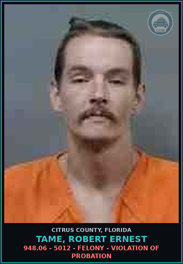 Booking mugshot of TAME, ROBERT ERNEST in Citrus County
