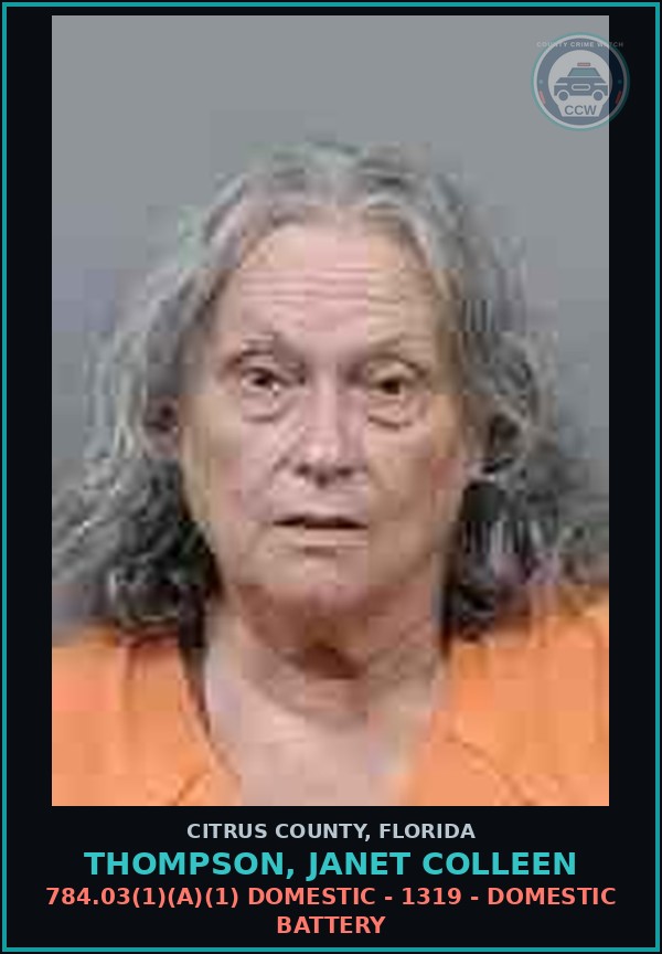 Booking mugshot of Thompson, Janet Colleen in Citrus County