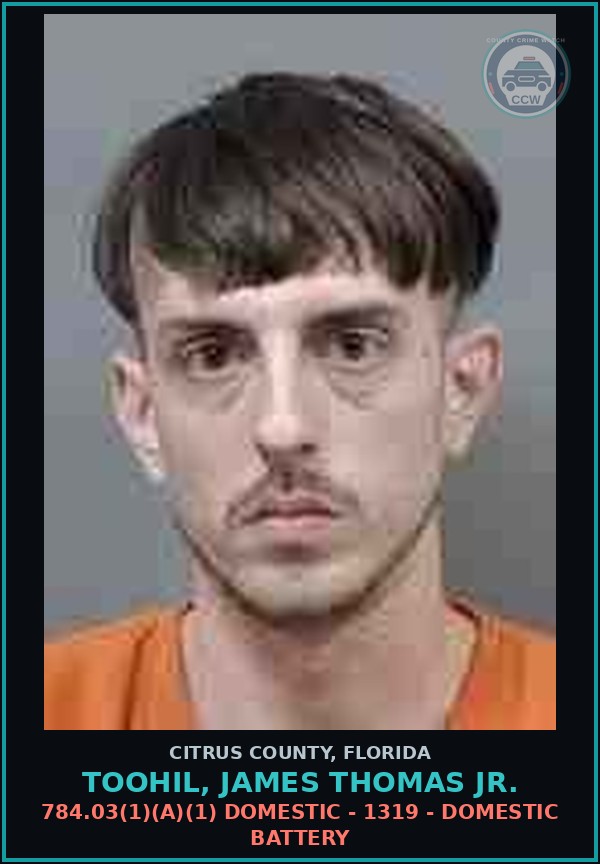 Booking mugshot of Toohil, James Thomas Jr. in Citrus County