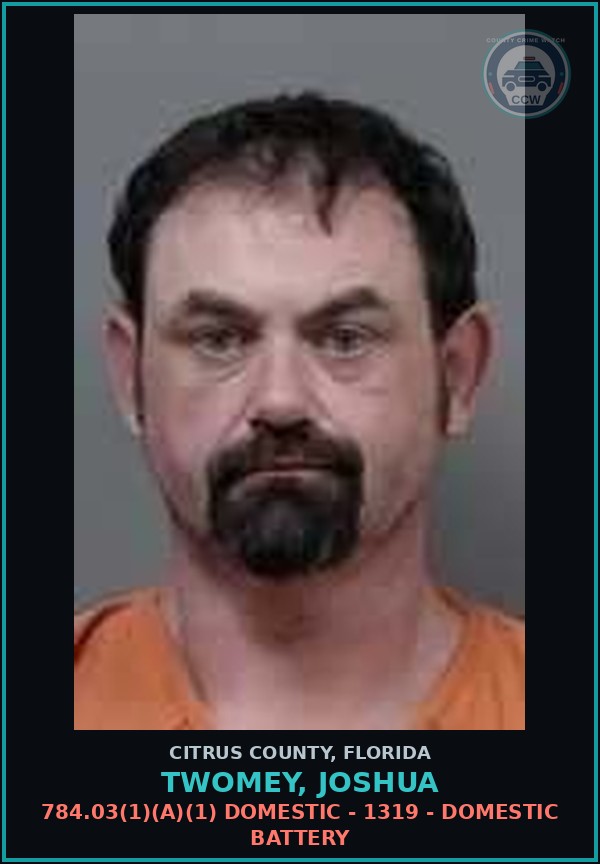 Booking mugshot of Twomey, Joshua in Citrus County