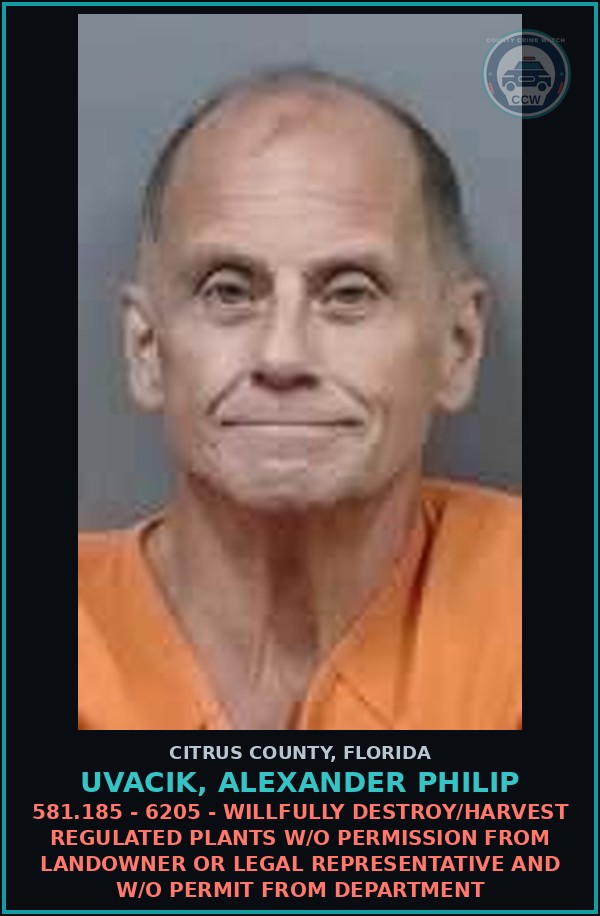 Booking mugshot of UVACIK, ALEXANDER PHILIP in Citrus County
