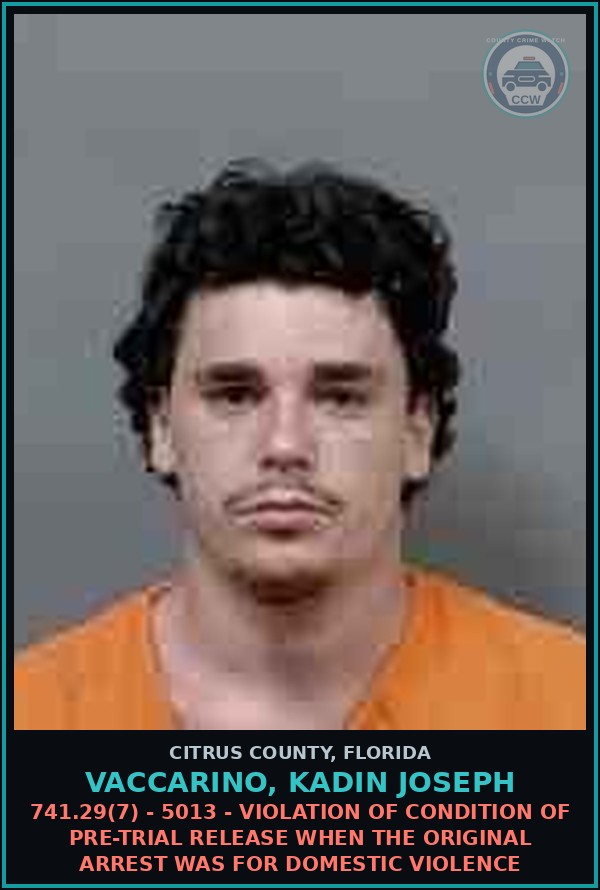 Booking mugshot of VACCARINO, KADIN JOSEPH in Citrus County