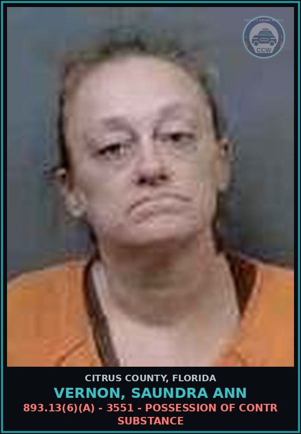 Booking mugshot of VERNON, SAUNDRA ANN in Citrus County