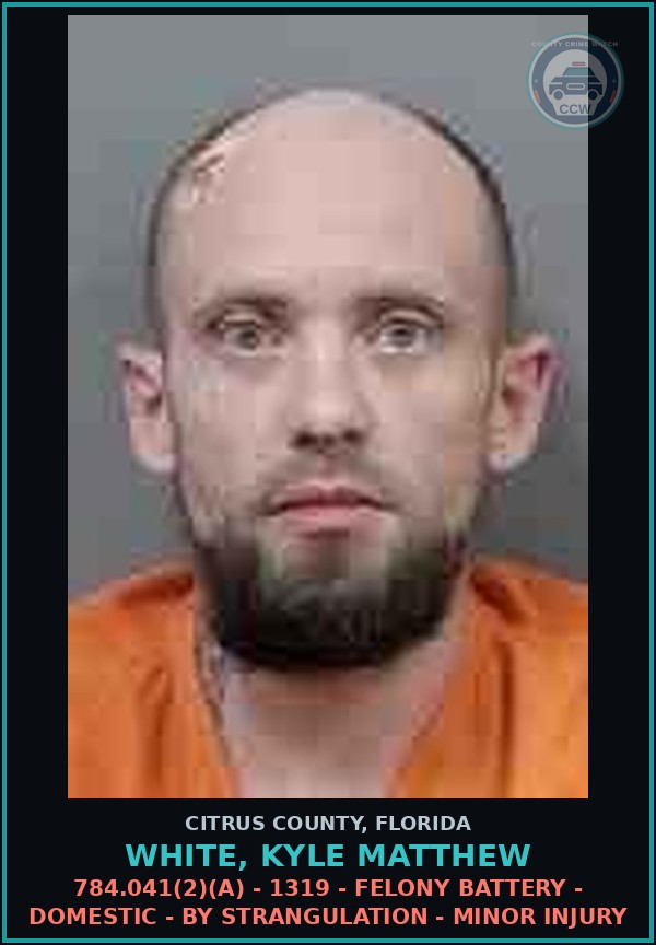 Booking mugshot of White, Kyle Matthew in Citrus County