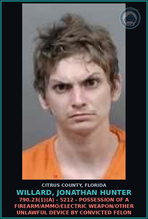 Booking mugshot of WILLARD, JONATHAN HUNTER in Citrus County