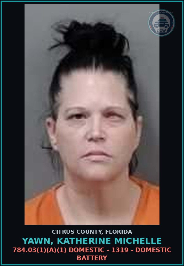 Booking mugshot of YAWN, KATHERINE MICHELLE in Citrus County