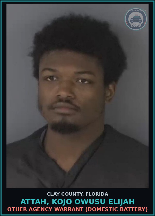 Booking mugshot of ATTAH, KOJO OWUSU ELIJAH in Clay County