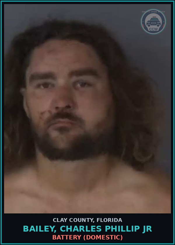 Booking mugshot of BAILEY, CHARLES PHILLIP JR in Clay County